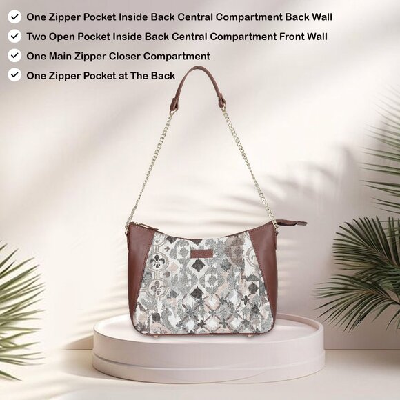 Women's Abstract Pattern Tapestry Fabric Hobo Bag |Shoulder Sling bag, Purse - Picture 4 of 8